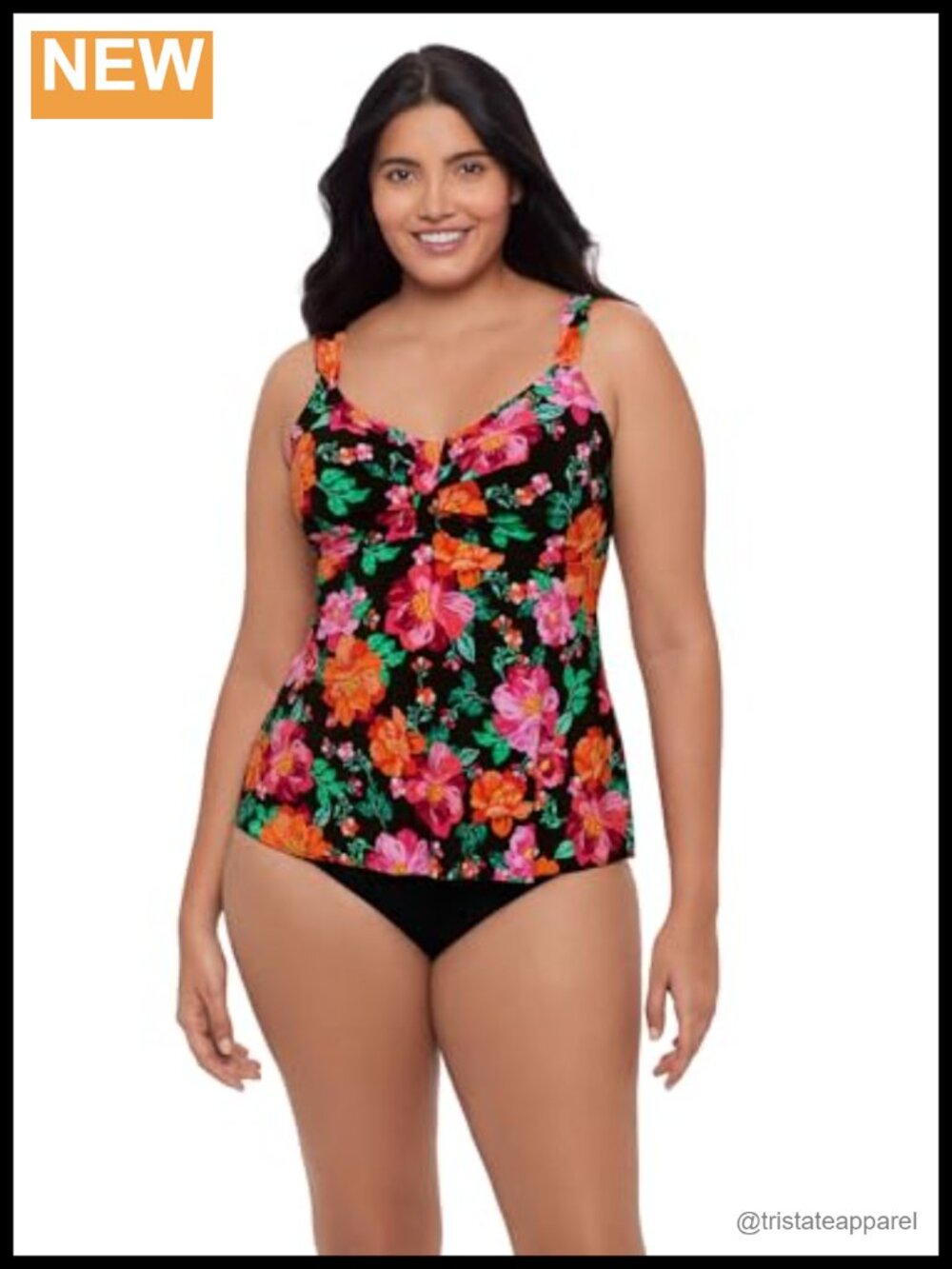 Trimshaper Adjustable Lily Swim Tankini Top with Built-in Bra Support